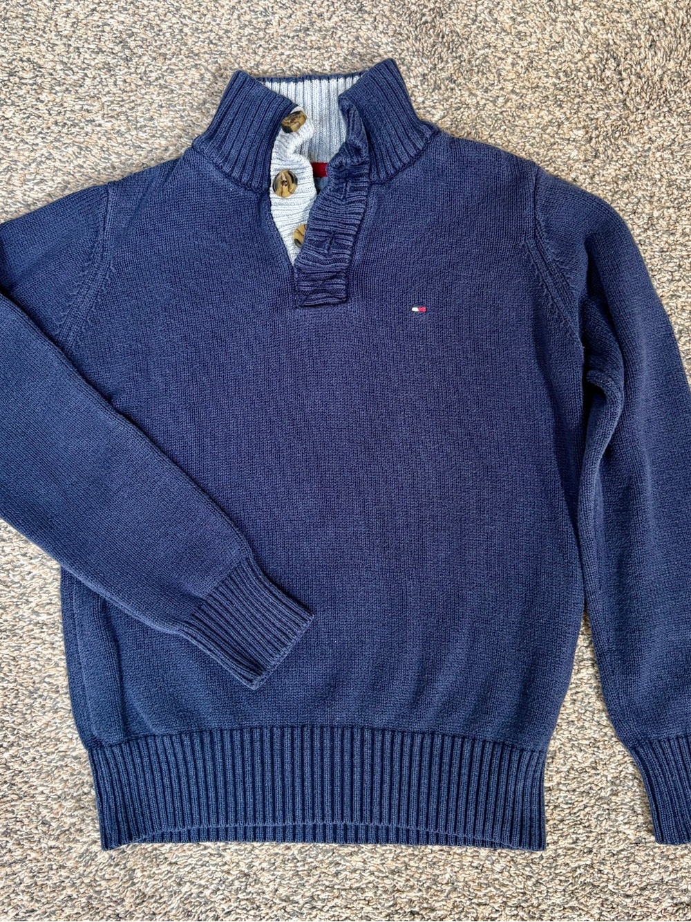 Boy’s Tommy Hilfiger Navy 1/4 Button Knit Sweater